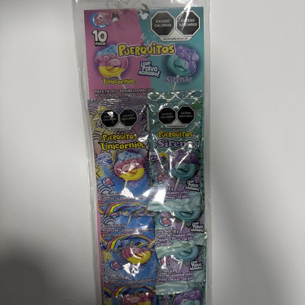 PUERQUITOS UNICORNIO/SIRENA  TIRA C/10 COOL TOONS